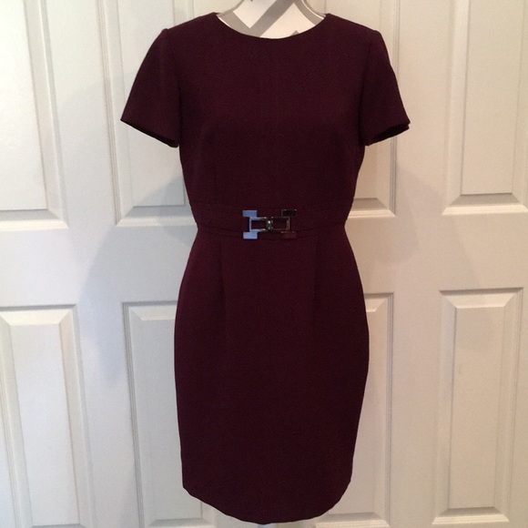 tahari burgundy dress